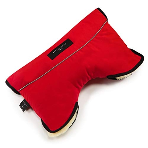 Kinderwagen-Muff aus Lammfell von WERNER CHRIST BABY - MOFFY ist der ideale Handwärmer für Buggys aus medizinischem Fell, einfache Handhabung, Handmuff in Chili Red (rot)