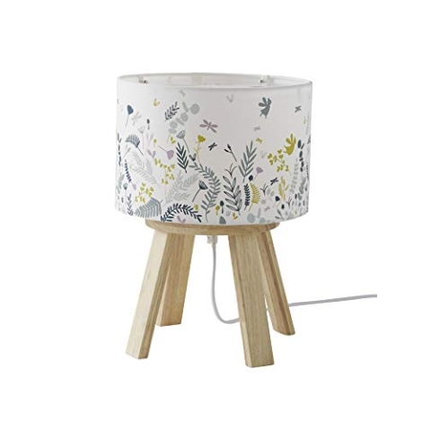 VERTBAUDET Kinderzimmer Nachttischlampe "Botanik" weiß bedruckt/natur ONE SIZE