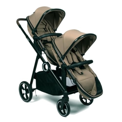 Baninni Luiz XL Doppelkinderwagen, Taupe – Innovative Lösung mit ausziehbaren Sitzen, extra geräumig, von Geburt bis 22 kg