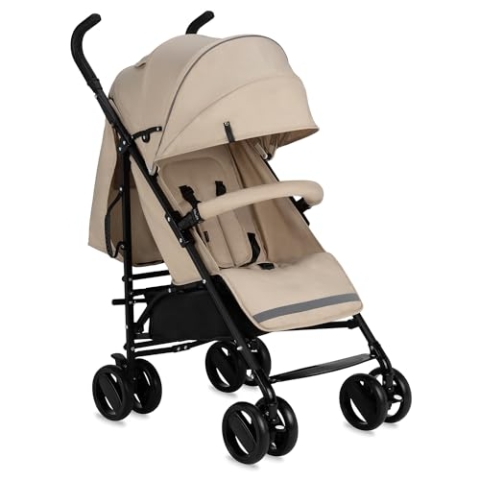 MoMi AKIRA Kinderbuggy Kinderwagen ab 6 Monaten (bis 15 kg), verstellbarer 5-Punkt-Sicherheitsgurt, Babytasche, Einkaufskorb, Regen- und Insektenschutz.