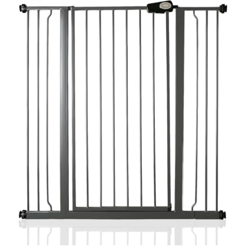 Bettacare Extra Hohes Sicherheitsgitter für Kinder und Hunde, 100.8cm - 108.4cm, Schiefergrau, Extra Hohes Babygitter von 104cm Höhe, Druckmontage-Sicherheitsgitter für Treppen