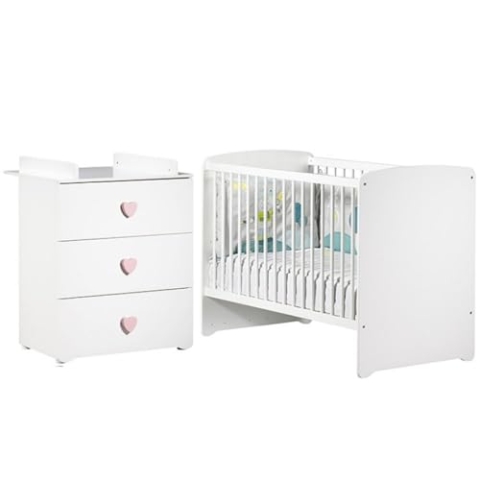Baby Price Babyzimmer Kinderzimmer Duo Bett 120 x 60 cm + Wickelkommode