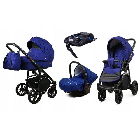 BabyLux® Kinderwagen Set 4 in 1 - Color Lux - incl. Babywanne, Buggy Sportsitz, Auto-Babyschale, ISOFIX-Basisstation - Autositz - Kinderwagenset - Kombikinderwagen mit Wickeltasche usw.