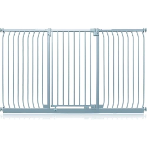 Safetots Extra Hohes Elite Sicherheitsschutzgitter, 197cm - 206cm, Matt Grau, Extra hohe 96.8cm Höhe, Treppenschutzgitter mit Druckmontage, Sicherheitsbarriere, Einfache Installation