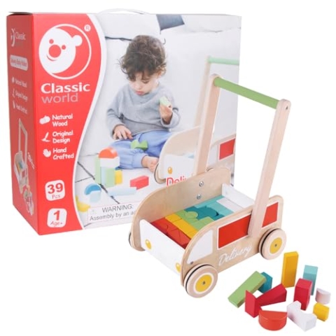 houten-babyspeelgoed - Classic World Houten Loopwagen (1 TOYS)