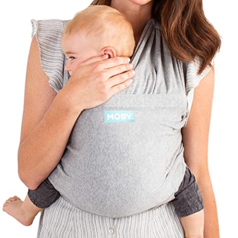 MOBY Fit Babytragetuch für Neugeborene bis Kleinkinder bis 13,6 kg, Babytragetuch ab der Geburt, Einheitsgröße, atmungsaktiv, dehnbar, aus 100% Baumwolle, Unisex, Grau