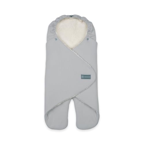 emma & noah Einschlagdecke mit Füßen, 0-8 Monate, Babydecke für Babyschale, Maxi Cosi®, Kindersitz für Herbst und Winter, Gefüttert, Maximale Bewegungsfreiheit (Essential Grau)