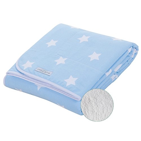 LITTLE DUTCH 1584 Kinderdecke hellblau mit weißen Sternen pure & soft 110x140 cm