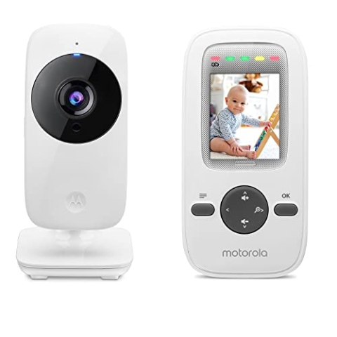 Motorola Nursery VM481 - Video Babyphone mit tragbarer Elterneinheit, hochempfindlichem Mikrofon, Infrarot-Nachtsicht, Digitalem Zoom, Silber