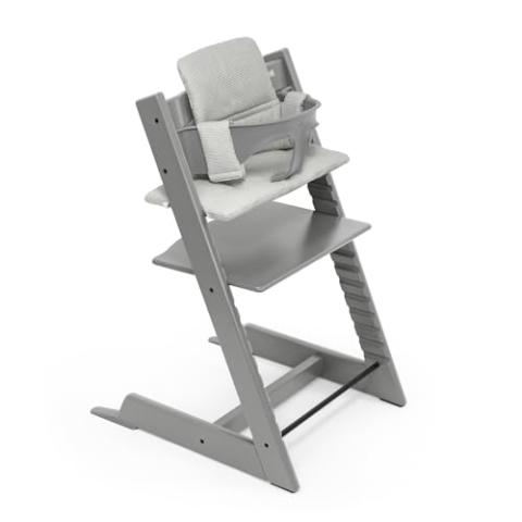 Stokke Tripp Trapp Hochstuhl (Storm Grey) mit OCS-Kissen (Nordic Grey) - Enthält Tripp Trapp Stuhl, Baby Set2 für Kinder von 6-36 Monaten & ein Kissen - Verstellbar, ergonomisch & leicht zu reinigen