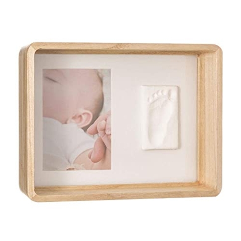 Baby Art Tiefer Bilderrahmen aus Holz, inkl. DIY Gipsabdruck Set für Baby Handabdruck Fußabdruck, dermatologisch getestete Gipsmasse, Braun