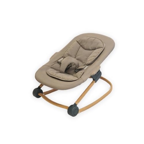 Babywippe in taupe, ergonomischer Baby Bouncer, Newborn Aufsatz, faltbare Babyliege mit abnehmbaren Bezug, geeignet für Neugeborene und Kleinkinder bis 24 Monate, kombinierbar mit Hochstuhl
