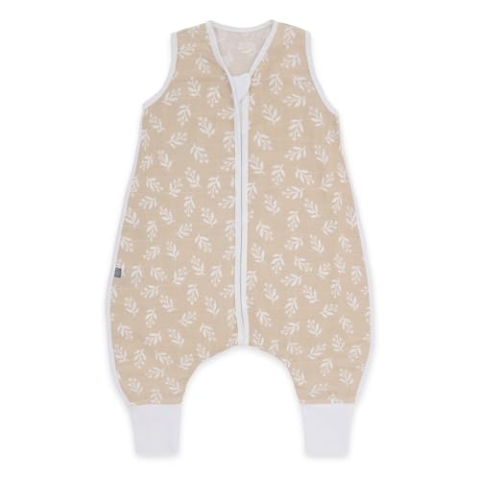 emma & noah Baby Schlafsack mit Füßen 0.5 TOG, Musselin Schlafsack mit Beinen für den Sommer, 100% Bio-Baumwolle, OEKO-TEX Zertifiziert, Stampelsack für Neugeborene (Floral Sand, 90 cm)
