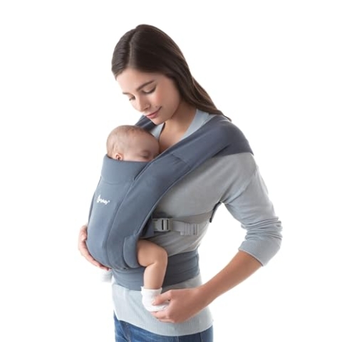 Ergobaby Embrace Babytrage für Neugeborene ab Geburt Extra Weich, Bauchtrage Baby-Tragetasche Ergonomisch, Oxford-Blau, 1 Stück (1er Pack)