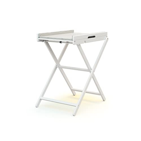 AT4 - ESSENTIEL Weißer klappbarer Wickeltisch | Offene Maße (L x B x H): 78 x 58 x 90,5 cm | Maße zusammengeklappt (L x B x H): 58 x 11,5 x 111,5 cm | PVC-Matratze im Lieferumfang enthalten