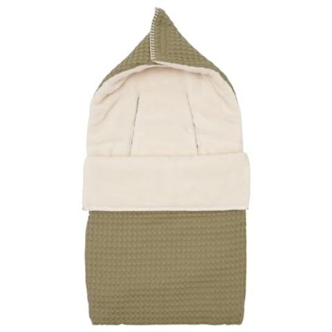Koeka Babyfußsack - Für Babyschale - Gruppe 0+ - Mit Teddy Gefüttert - Mit Kapuze - Oslo - Aus Baumwolle - Abwaschbar - Grün - Einheitsgröße