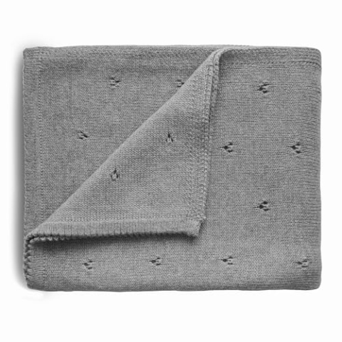 mushie Gestrickte Decke für Baby & Kinder | Decke auf 80x100 cm & 100% Bio-Baumwolle | Vielseitig & Perfekt für jedes Wetter (Textured Dots Gray Melange)