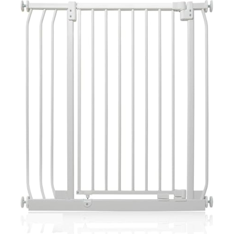 Safetots Extra Hohes Elite Sicherheitsschutzgitter, 80cm - 89cm, Matt Weiß, Extra hohe 96.8cm Höhe, Treppenschutzgitter mit Druckmontage, Sicherheitsbarriere, Einfache Installation