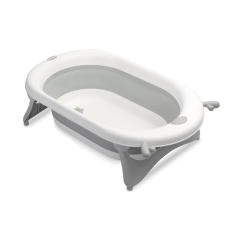 SENSILLO Faltbare Babywanne - Vom ersten Lebenstag an - Leicht zu reinigen - Langlebig und sicher im Gebrauch - Klassische Form - 81,5x50,5x23,5 cm im aufgeklappten Zustand - Grau
