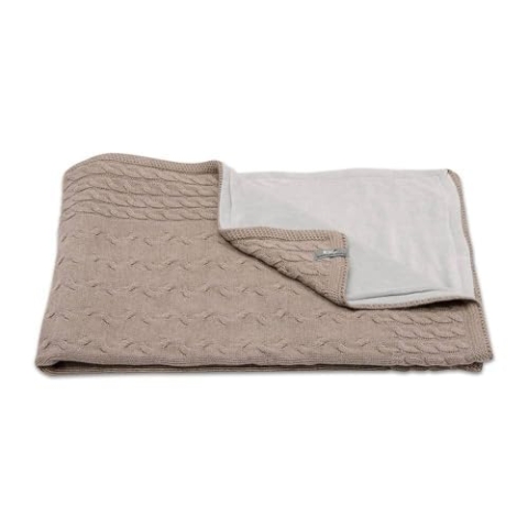 Baby's Only 141129 Kinderdecke Strickdecke Zopf mit Nickistoff, 100 x 135 cm