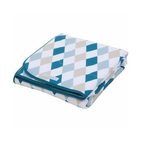 LITTLE DUTCH 0298 Kinderbett-Decke mint-beige Motiv: Rauten