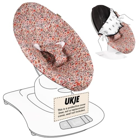 UKJE Schützender Baby-Wippenbezug - Kompatibel mit altem Modell vor 2022 MamaRoo 4 - Baby-Schaukelbezug - Säuglingswippenbezug - Neugeborenen-Schaukelschutz (roze bloemen)