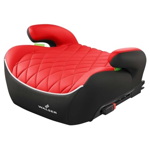 WALSER Premium Kinder Sitzerhöhung Auto ISOFIX, Qualitätssieger Sehr Gut* Kindersitz Auto 125-150 cm, Kindersitzerhöhung Auto Andy neueste Norm ECE R 129, Sitzerhöhung Auto Kindersitz schwarz/rot