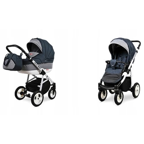 BabyLux® Bambimo Kinderwagen Set 2 in 1 - Alu Way - incl. Babywanne, Buggy Sportsitz - Kinderwagenset - Kombikinderwagen mit Wickeltasche, Regenschutz, Moskitonetz, Cupholder usw.