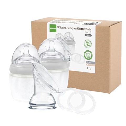 Haakaa Generation 3 Silikon Milchpumpe und Flasche Pack grau, 386 g