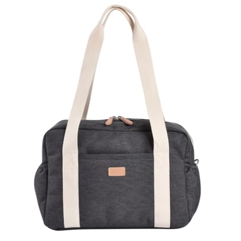 BÉABA, Wickeltasche Baby, Ultra praktisch, 10 Innen- und Außentaschen, integrierte Kinderwagenbefestigung, abnehmbare Wickelunterlage, Kühltasche, Tasche Paris Puffy, Grau meliert