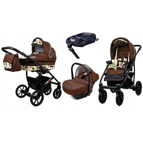BabyLux® Kinderwagen Set 4 in 1 - Largo - incl. Babywanne, Buggy Sportsitz, Auto-Babyschale, ISOFIX-Basisstation - Autositz - Kinderwagenset - Kombikinderwagen mit Wickeltasche usw.