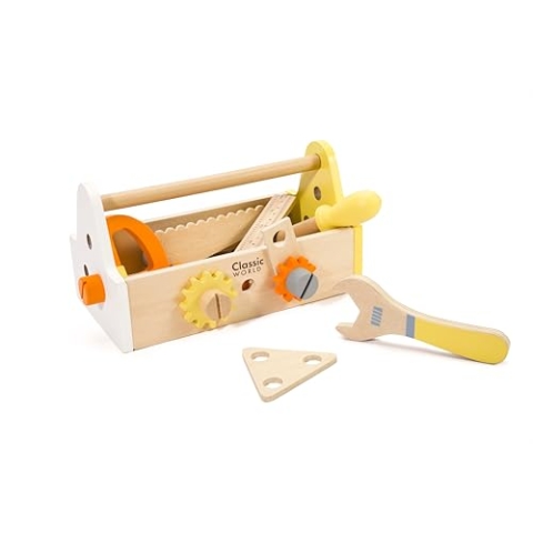 Klassische Welt der Welt Wooden Timmermanset mit Toolbox, 18dlg.
