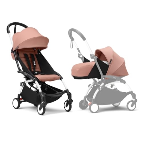 Stokke YOYO3 Kinderwagen mit Neugeborenen Set - Enthält weißem Rahmen, YOYO 6 + Textilset (Ginger) & 0 + Neugeborenen Set (Ginger)