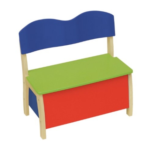 roba Kindertruhenbank, aus Massivholz und MDF gefertigt, Rücken und Sitzfläche mehrfarbig lackiert