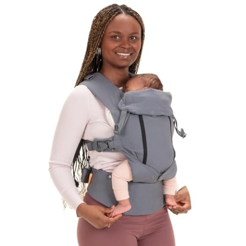 Beco 8 Babytrage Neugeborene ab Geburt bis Kleinkind - Cool Hybrid Baby Trage mit verstellbarem Sitz - Babytrage ab Geburt - Ergonomischer Baby Tragegurt & Baby Carrier - 3-20 kg (Dunkelgrau)