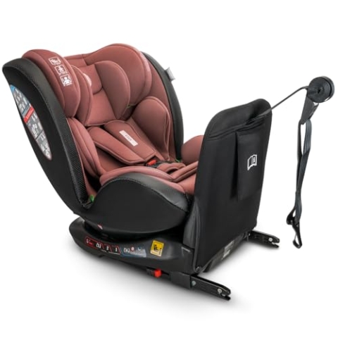 Lorelli Auto Kindersitz Ares mit Isofix, 360 Grad drehbar, (0-36 kg) Mitwachsender Autositz i-Size 40-150cm - Gruppe 0+/1/2/3, Babysitz ab Geburt, 5-Punkt-Gurt, Einstellbare Kopfstütze, ginger