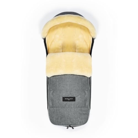 WERNER CHRIST BABY, Lammfell-Fußsack LADIS – für kleine Reisebuggys (Kinder ab 6 bis 36 Monate), aus medizinischem Lammfell, in grau-meliert (Grogio)