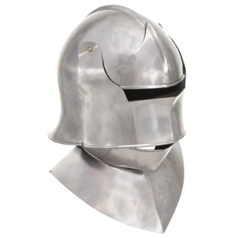 vidaXL Mittelalterlicher Ritter Helm Kreuzritter Ritterhelm Stahlhelm Antik Replik für LARP Cosplay Halloween-Party Kreuzritterhelm Topfhelm Rüstung Reenactment Stahl