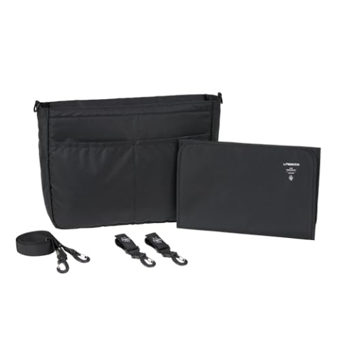 LÄSSIG Baby Kinderwagenorganizer Taschenorganizer inkl. Kinderwagenbefestigung und Schultergurt/Casual MIX Multi Bag black