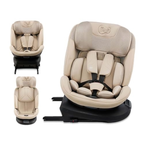 Kinderkraft XPEDITION3 I-SIZE 40-150 cm, Kindersitz 0-36 kg, Reboarder 360 grad drehbar, Isofix station, FWF und RWF, Verstellbare Kopfstütze/Rückenlehne mit Liegeposition, SPS+, H-GUARD+, Beige