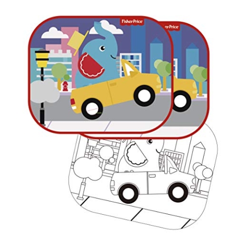 Fisher-Price Fp10173 Sonnenblende Im Autofenster (2 Stück) Elefanten Designs, Mehrfarbig - Elemed