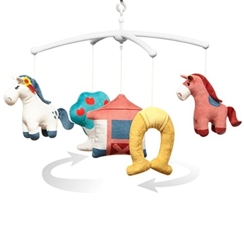 Babyono Babybett mit elektronischer Spieluhr HORSES