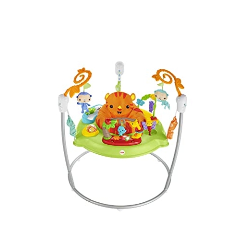 Fisher-Price CHM91 - Spielspaß Rainforest Jumperoo, mit Lichtern und Musik, höhenverstellbar, Babyspielzeug ab der Geburt