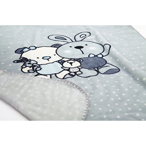 Piccola Casa Family Raschel-Decke, für Kinder, Grau und Blau
