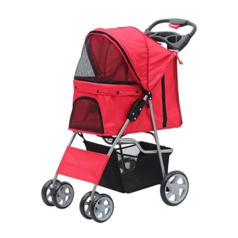 Pawise Faltbarer Haustier-Kinderwagen, Rot