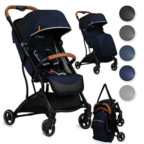 MOMI OFRA Kinderwagen, ab 6 Monaten, bis 15 kg, faltbar, leicht, verstellbar, mit Ablagekorb, unverwüstliche Räder