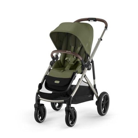 CYBEX Gold Kinderwagen GAZELLE S, Ab Geburt bis ca. 4 Jahre, Max. 22 kg (Single-Modus) / 2x 22 kg (Duo-Modus), All-in-1-System mit 20+ Konfigurationen, Moss Green