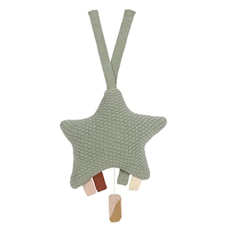 LÄSSIG Baby Spieluhr aus Bio Baumwolle Guten Abend, gute Nacht/ Knitted Musical Star green