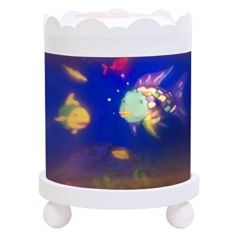 Trousselier - Regenbogenfisch - Nachtlicht - Magisches Karussell - Ideales Geburtsgeschenk - Farbe Holz weiß - animierte Bilder - beruhigendes Licht - 12V 10W Glühbirne inklusive - EU Stecker