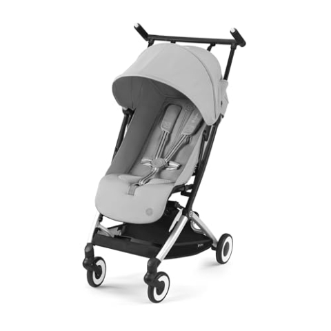 CYBEX Gold Kinderwagen Libelle mit One-Pull Harness, Von ca. 6 Monaten bis ca. 4 Jahre (max. 22 kg), Ultraleicht (nur 6 kg), Fog Grey (Grau mit silbernem Rahmen)